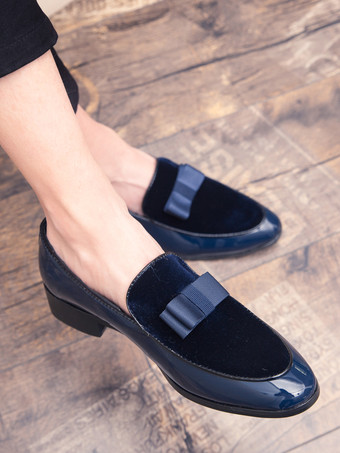 メンズ ベルギーローファー スリッポン ポインテッドトゥ リボン装飾 ペニーシューズ スエード スプライスレザー モカシンシューズ