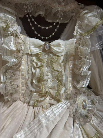 Vestido de princesa Lolita bonito vestido de baile de hada rosa con lazo y cordones de Lolita.