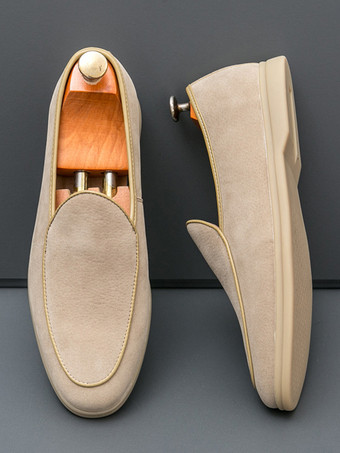 メンズ ローファー スリッポン ポインテッドトゥ スエード モカシン シューズ ローヒール カジュアル ペニーシューズ