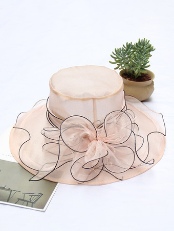 ソフトピンクレディース ファシネーターハット ロマンティック オーガンザ シルクフラワー ティーパーティーハット