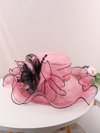 レディース オーガンザ 教会帽子 メッシュ フラワー ファシネーター ハット