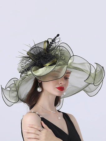 レディース オーガンザ 教会帽子 メッシュ フラワー ファシネーター ハット