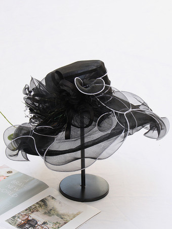 レディース オーガンザ 教会帽子 メッシュ フラワー ファシネーター ハット