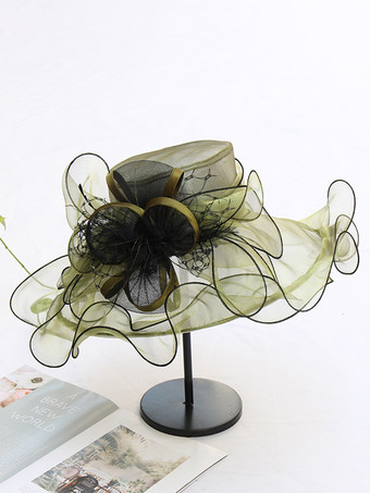 レディース オーガンザ 教会帽子 メッシュ フラワー ファシネーター ハット