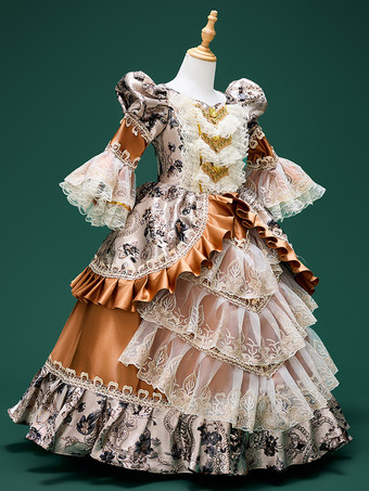 レディース ヴィンテージドレス 17世紀 舞踏会用ガウン ブロケード ジャカード 劇場衣装