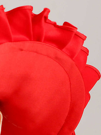 女性用赤いフリルのゴシックビクトリア朝の帽子