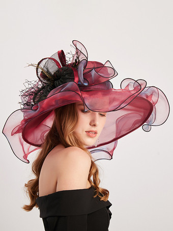 レディース オーガンザ 教会帽子 メッシュ フラワー ファシネーター ハット