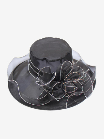 レディース ファシネーターハット ロマンティック オーガンザ シルクフラワー ティーパーティーハット