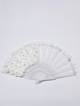 レディース ウェディング ファン レース デコレーション 手持ち 折りたたみ 扇子