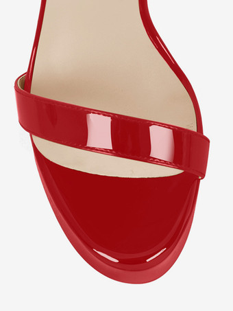 セクシーなハイヒールサンダル プラットフォーム オープントゥ チェーンディテール アンクルストラップサンダル