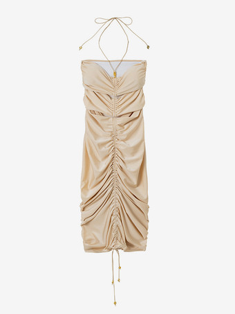 ホルターネックボディコンドレス セクシーなカットアウトクラブミディドレス レディース 2025