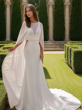 ウェディングラップ アイボリー ノースリーブ スクープネック キャップスリーブ ショール シフォン ブライダル カバーアップ