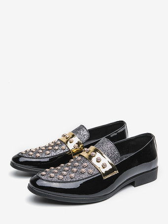 メンズ リベット ラインストーン ホースビット ローファー カジュアル イブニング パーティー ドレス ナイトクラブ シューズ ファッション