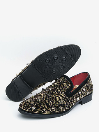 メンズ リベット ローファー ゴールドリベット ドレス スエード レザー スリッポン フォーマル カジュアル ウェディング パーティーシューズ