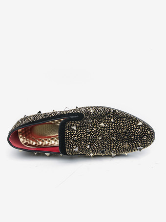 メンズ リベット ローファー ゴールドリベット ドレス スエード レザー スリッポン フォーマル カジュアル ウェディング パーティーシューズ