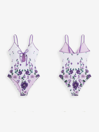 2025年夏向け花柄Vネックワンピース水着とサロンカバーアップセット