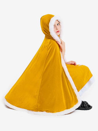 女の子用クリスマスイエローマントポリエステルクリスマスホリデーコスチューム