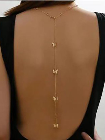 バタフライネックレス エレガントなバックチェーン 女性用 2025