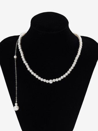 パールネックレス エレガントなバックチェーン 女性用 2025