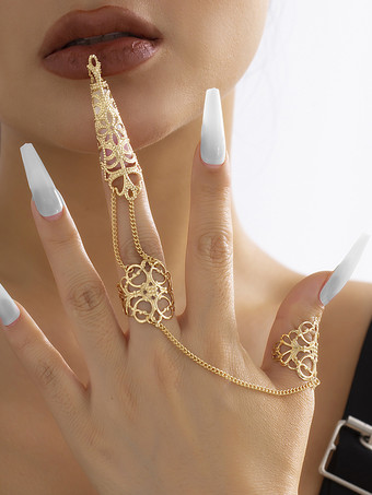 ゴールド ゴシック フィンガー ネイル チップ クロー ナックル フィンガー リング 女性用 2025