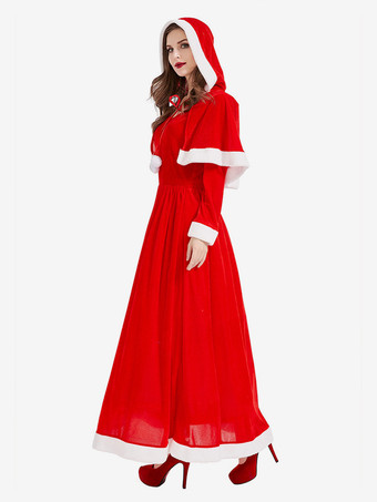 女性用クリスマスグリーンドレスマントポリエステルクリスマスホリデーコスチューム