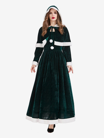 グリーン 女性用クリスマスグリーンドレスマントポリエステルクリスマスホリデーコスチューム