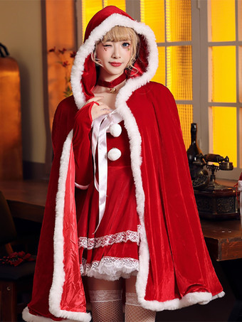 女の子用クリスマスイエローマントポリエステルクリスマスホリデーコスチューム