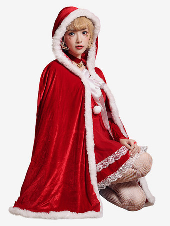 女の子用クリスマスイエローマントポリエステルクリスマスホリデーコスチューム