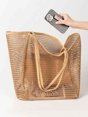 ビーチメッシュトートバッグ 折りたたみショルダートラベルバッグ 2025