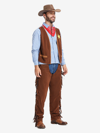 ハロウィン ハロウィンコスチューム コーヒーブラウン メンズ バーレスクハットトップ ポリエステルセット ホリデーコスチューム