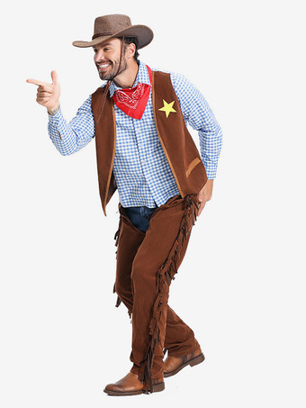 ハロウィン ハロウィンコスチューム コーヒーブラウン メンズ バーレスクハットトップ ポリエステルセット ホリデーコスチューム