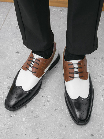 メンズドレスシューズ ラウンドトゥ ローヒール コントラストカラー ダービーシューズ