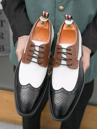 メンズドレスシューズ ラウンドトゥ ローヒール コントラストカラー ダービーシューズ