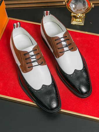 メンズドレスシューズ ラウンドトゥ ローヒール コントラストカラー ダービーシューズ
