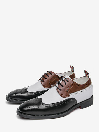 メンズドレスシューズ ラウンドトゥ ローヒール コントラストカラー ダービーシューズ