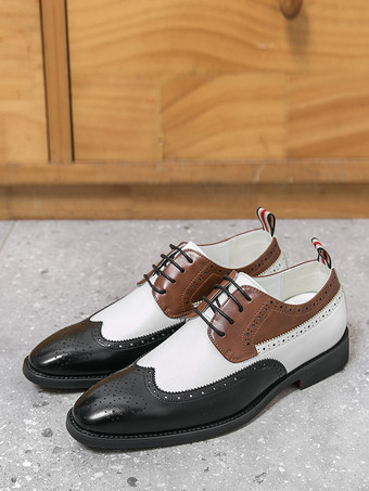 メンズドレスシューズ ラウンドトゥ ローヒール コントラストカラー ダービーシューズ
