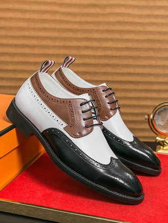 メンズドレスシューズ ラウンドトゥ ローヒール コントラストカラー ダービーシューズ