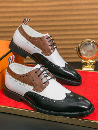 メンズドレスシューズ ラウンドトゥ ローヒール コントラストカラー ダービーシューズ
