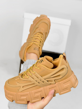 ブラウンメンズスニーカー 通気性プラットフォーム チャンキー 防水 カジュアル ハイキングシューズ