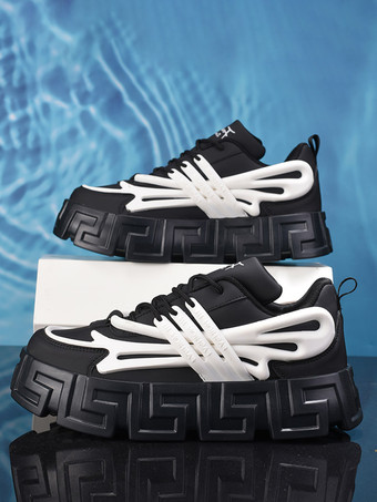 ホワイト メンズスニーカー 通気性プラットフォーム チャンキー 防水 カジュアル ハイキングシューズ