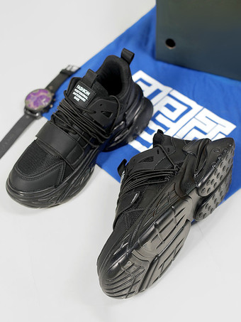 メンズスニーカー 通気性プラットフォーム チャンキースリッポン カジュアル レースアップ ランニングシューズ