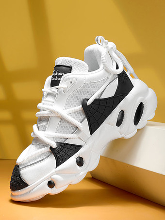 ホワイト メンズスニーカー ウェットグリップ ラバープラットフォーム チャンキー 通気性 カジュアル ウォーキングシューズ
