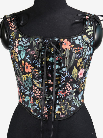 ブラック ヴィンテージコルセット ヴィンテージ婦人服 ポリエステルリボン ポリエステル