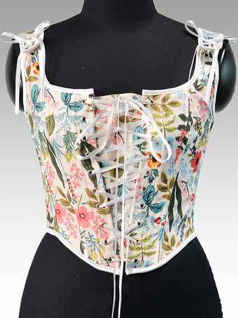 ホワイト ヴィンテージコルセット ヴィンテージ婦人服 ポリエステルリボン ポリエステル