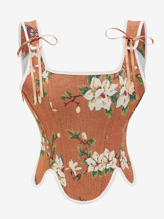 薄栗色ヴィンテージコルセット ヴィンテージ婦人服 ポリエステルリボン ポリエステル