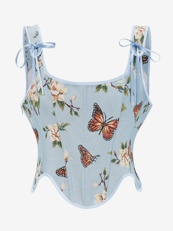 ライトスカイブルーヴィンテージコルセット ヴィンテージ婦人服 ポリエステルリボン ポリエステル