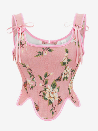 ピンクヴィンテージコルセット ヴィンテージ婦人服 ポリエステルリボン ポリエステル