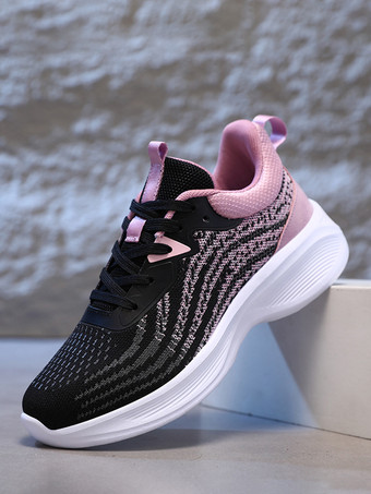 ピンクレディースランニングシューズ ラウンドトゥ レースアップ スポーツシューズ