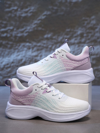 レディースランニングシューズ ラウンドトゥ レースアップ スポーツシューズ