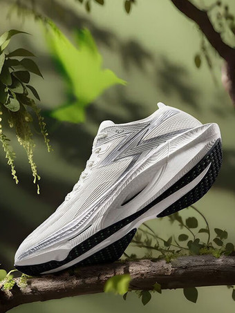 WeißDamen Sportschuhe Runde Zehen Mesh Schnür-Laufschuhe